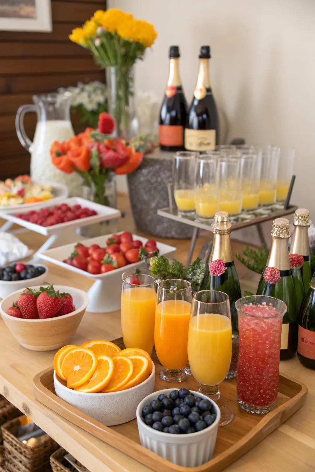 An interactive bubbly citrus station for an effervescent brunch finale.
