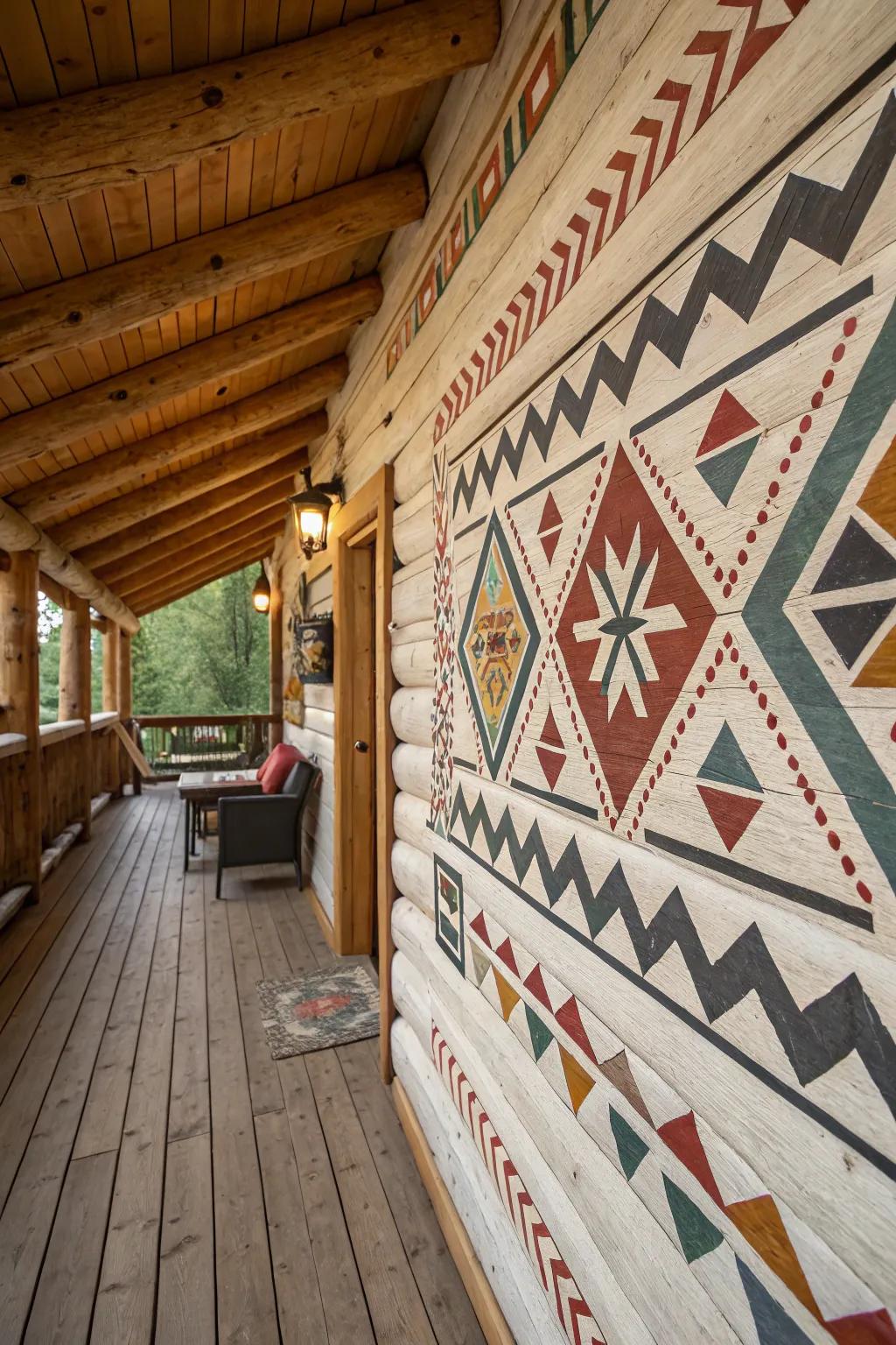 Geometric motifs appending contemporary flair to the cabin.
