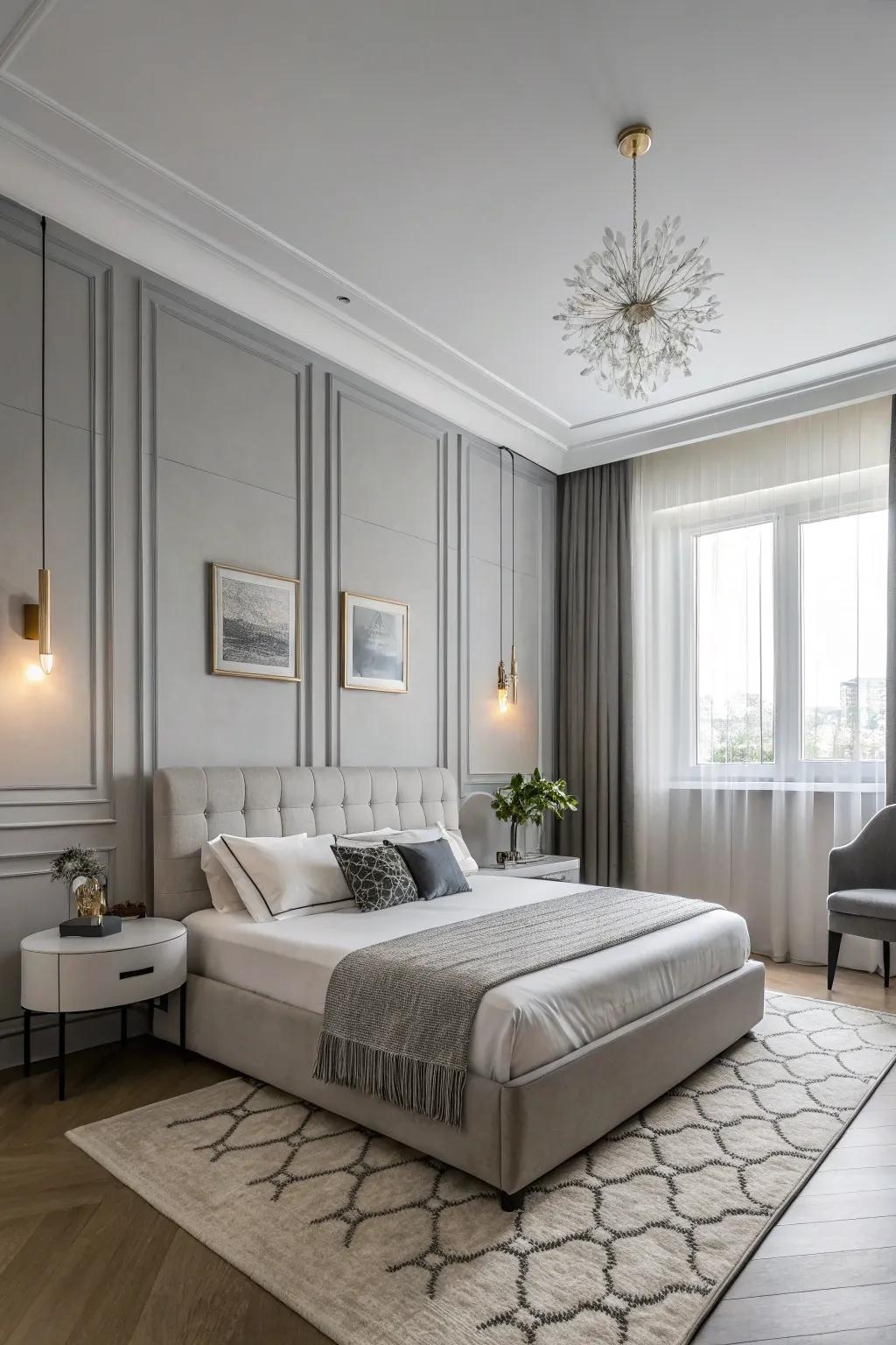 Light pewter walls can offer that tidy and calming ambiance.