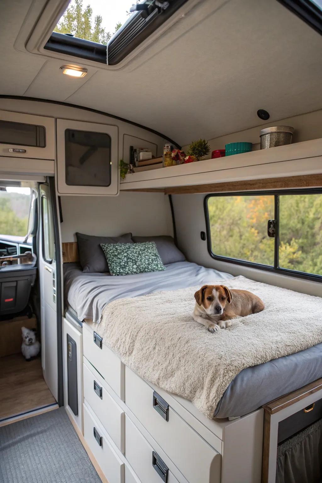 Pet-friendly spaces in your camper shell for your furry companions.