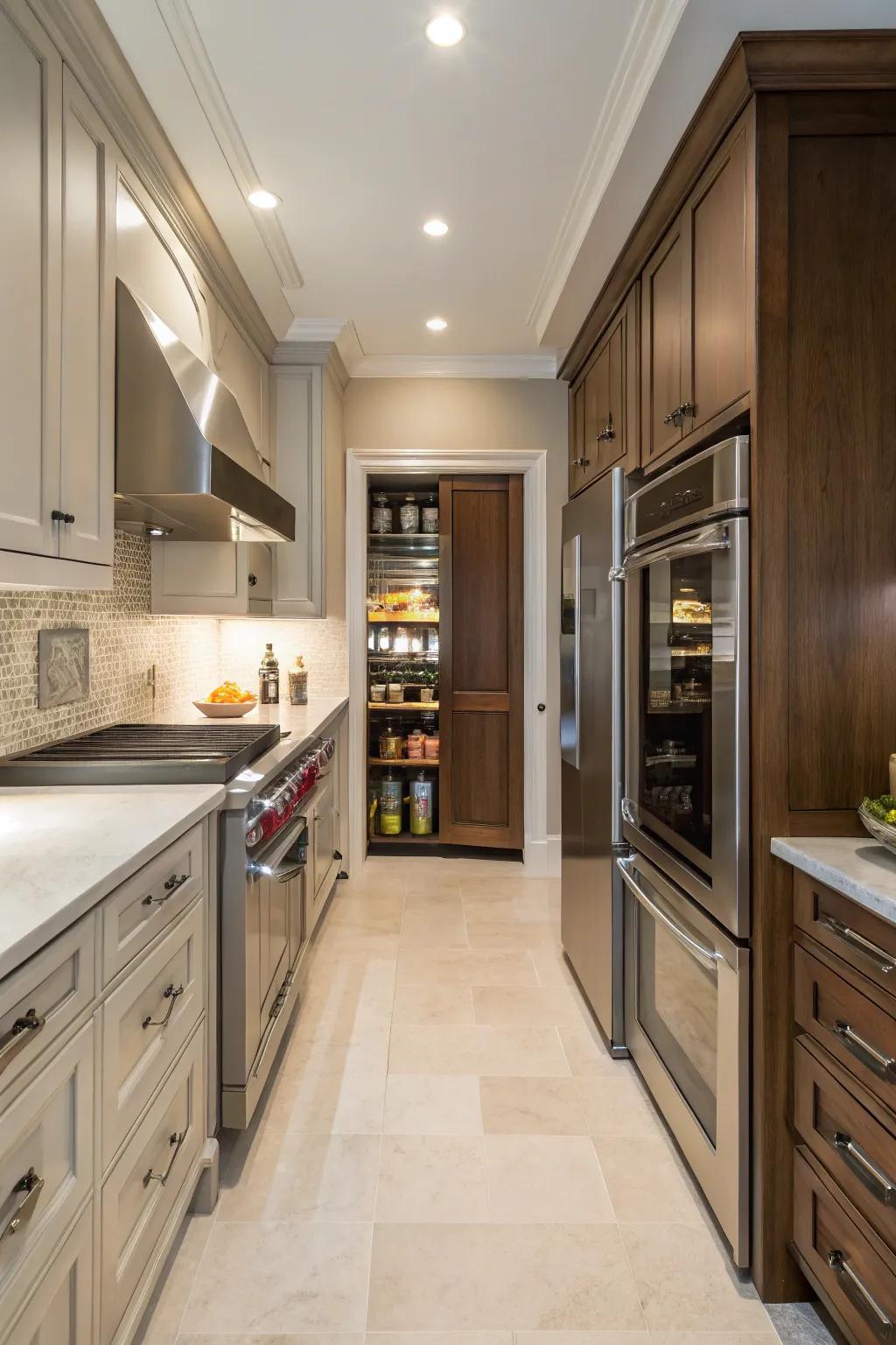 A concealed service chamber keeping the kitchen tidy and organized.