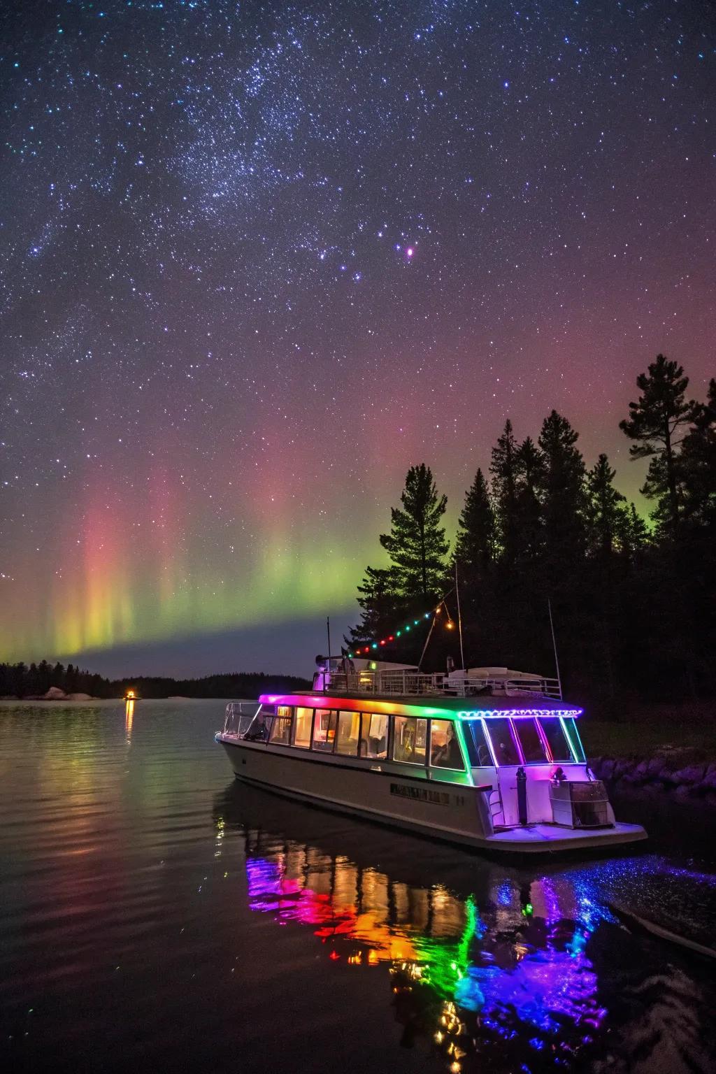 A mesmerizing Sky Dance effect on the water, capturing the wonder of the aurora.