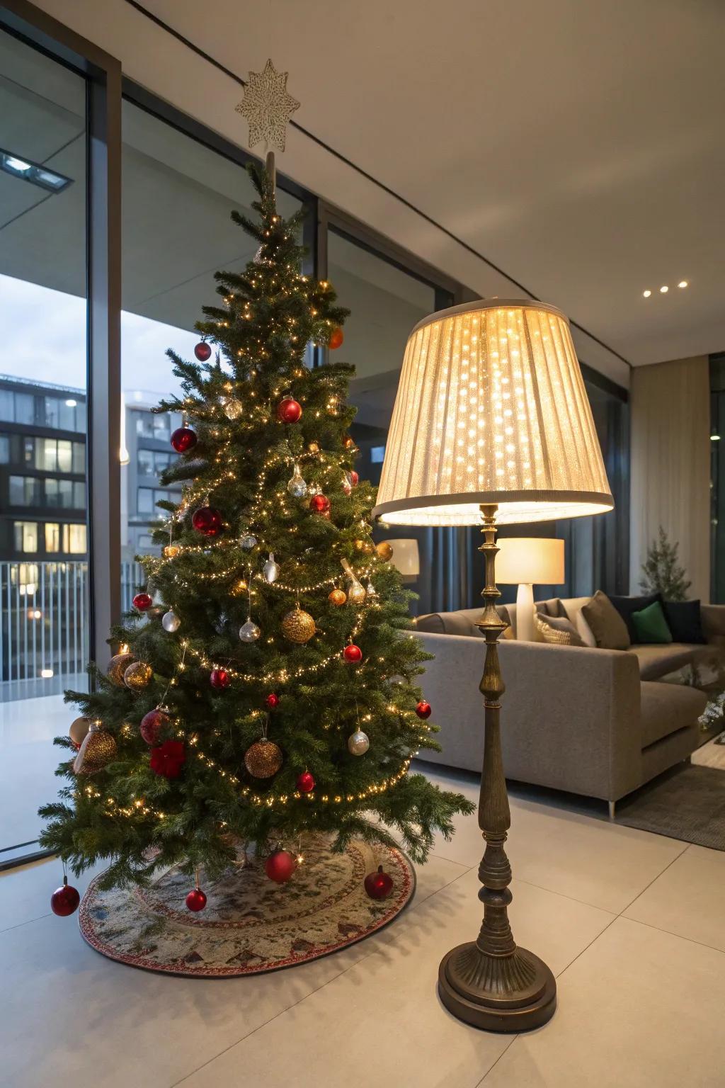 A lampshade sheath imparts effortless style to your tree's footing.