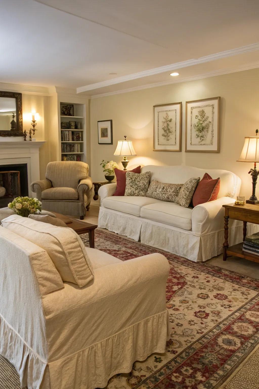 Slipcovered furniture for a relaxed vibe.