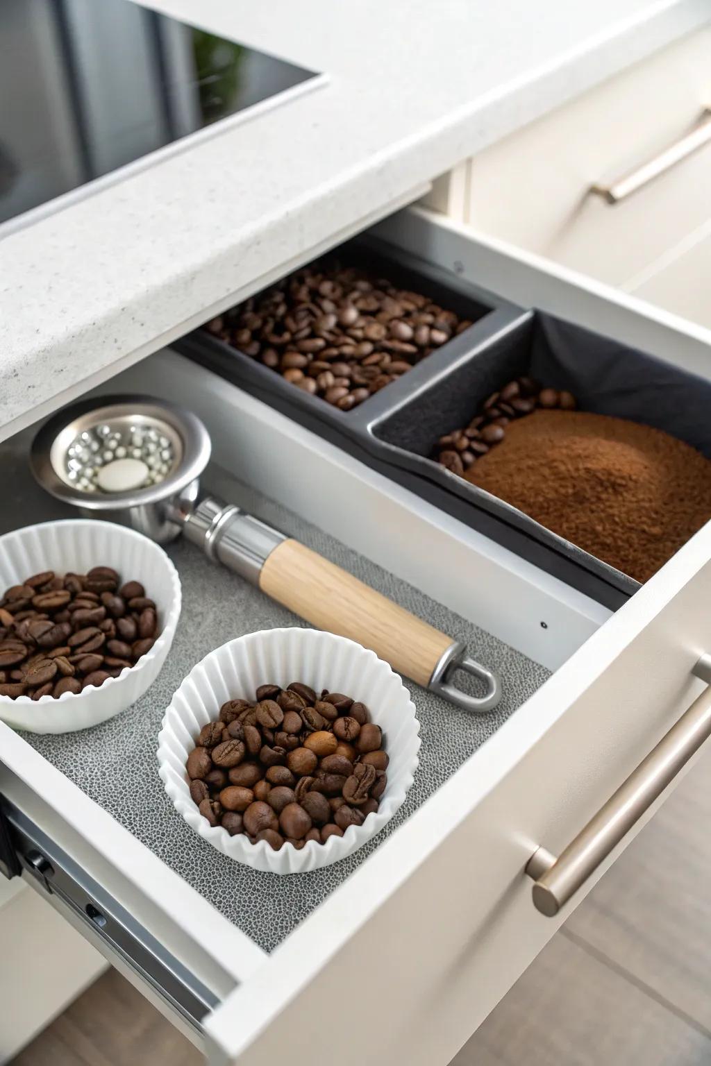 A simple look keeps your coffee drawer neat and calm.