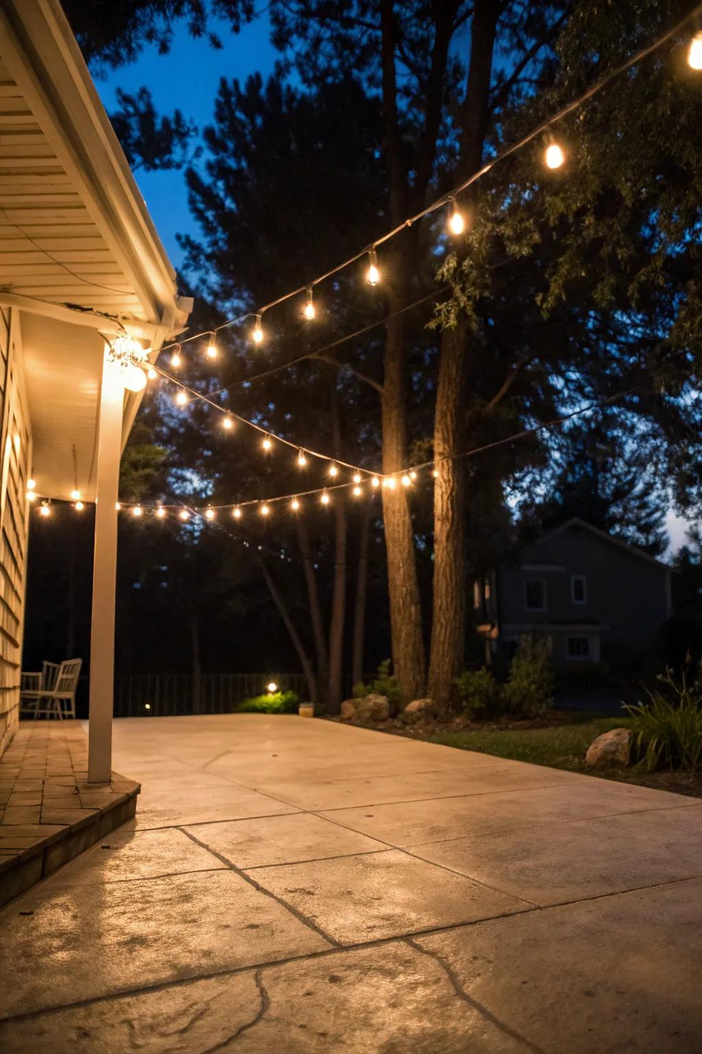 Twinkle lights make your patio inviting after dark.