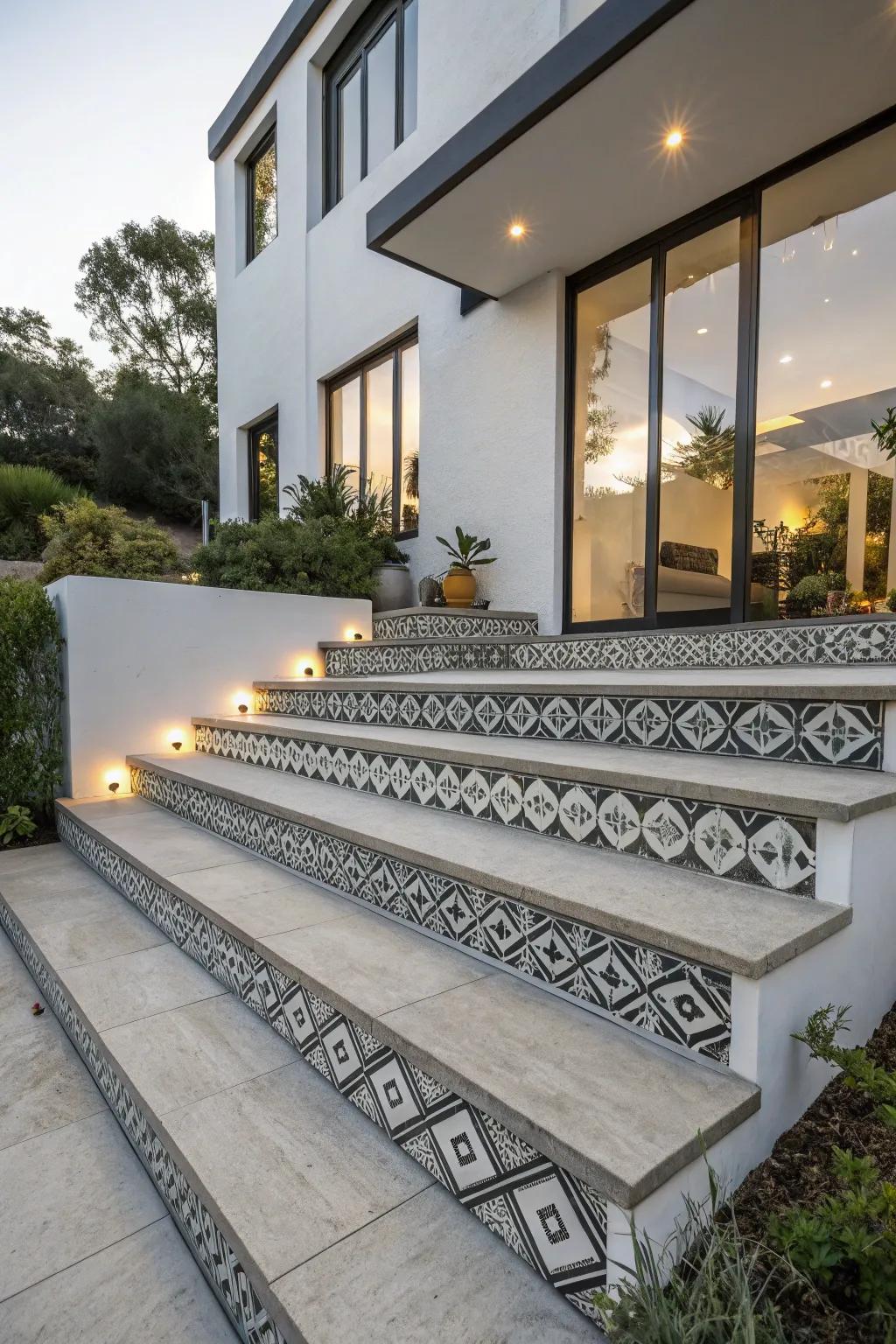 Contrasting edges make steps stand out.