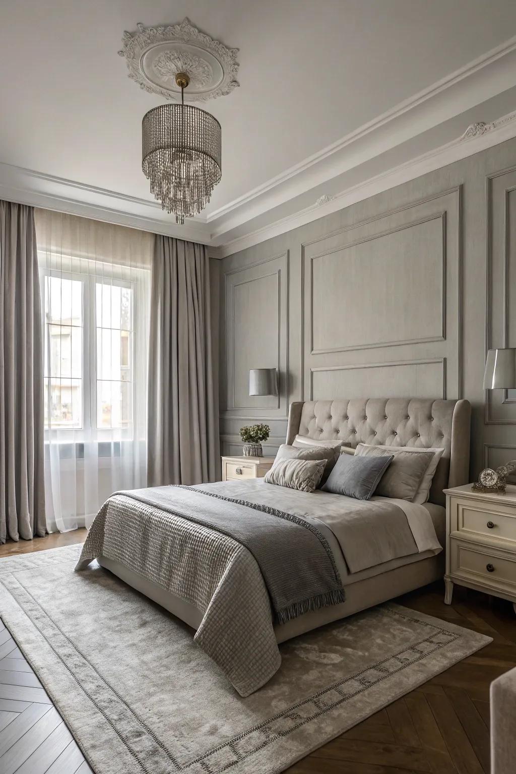 Monochromatic schemes craft a harmonious and elegant sleep space.