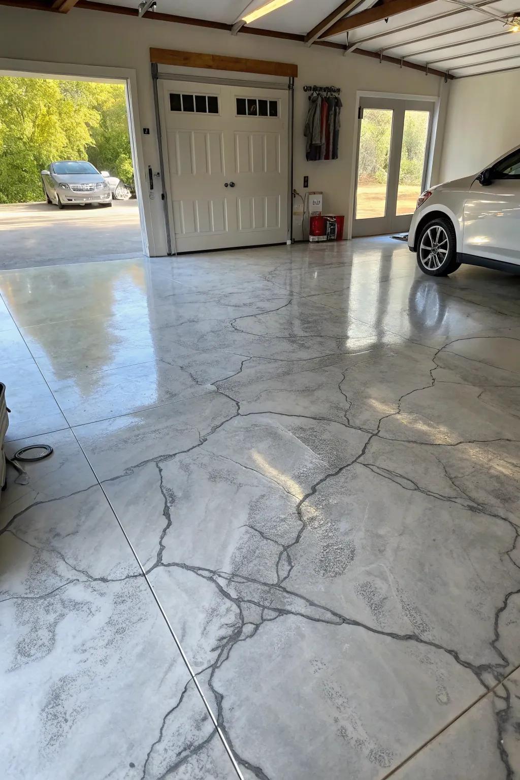 Tinted concrete imparts an artistic marble-esque effect.