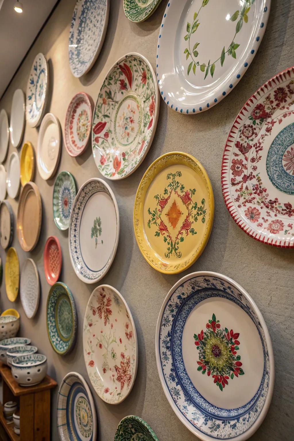Vintage plates bring color and beauty.