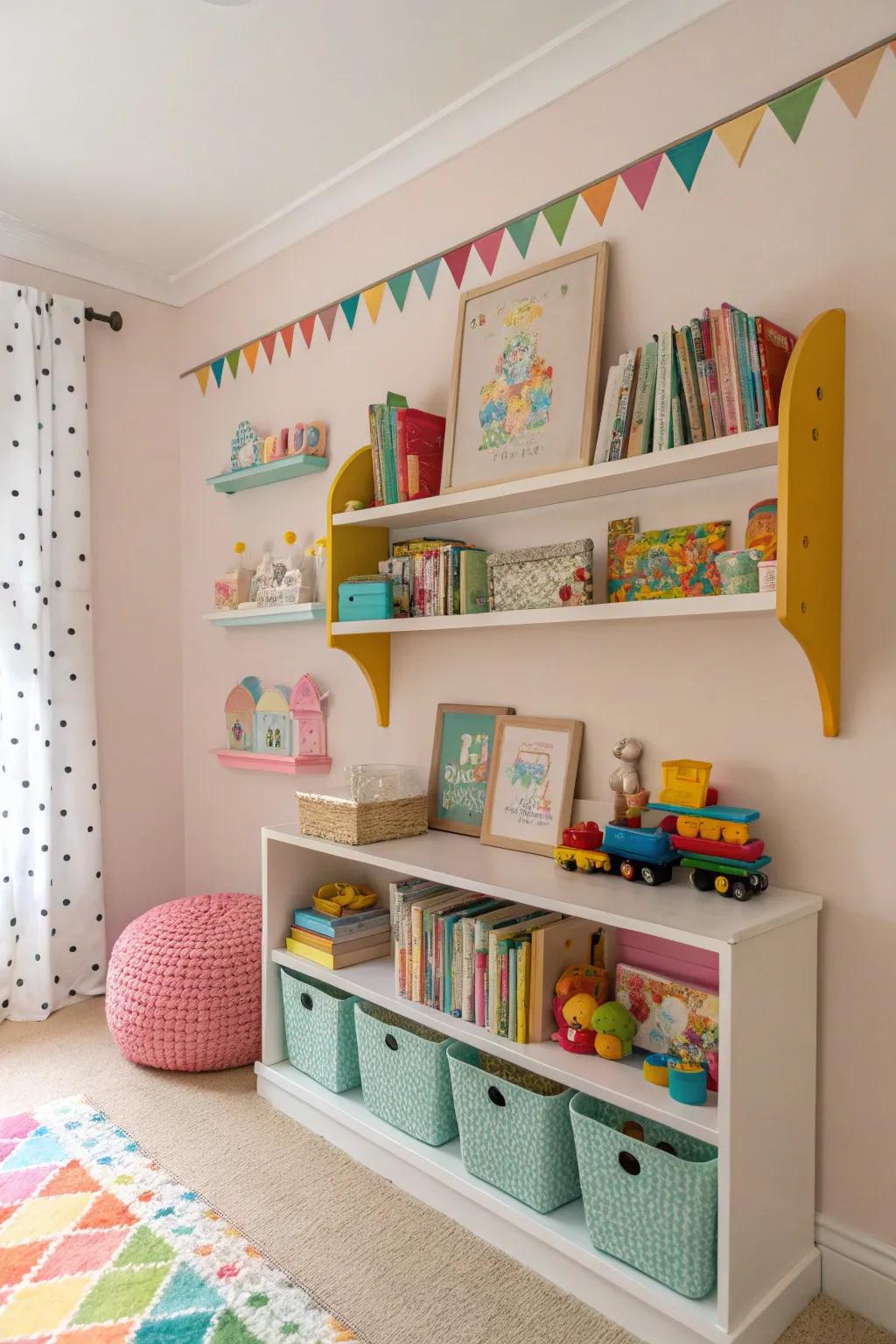 Kaleidoscopic supports infuse caprice into a child's chamber.
