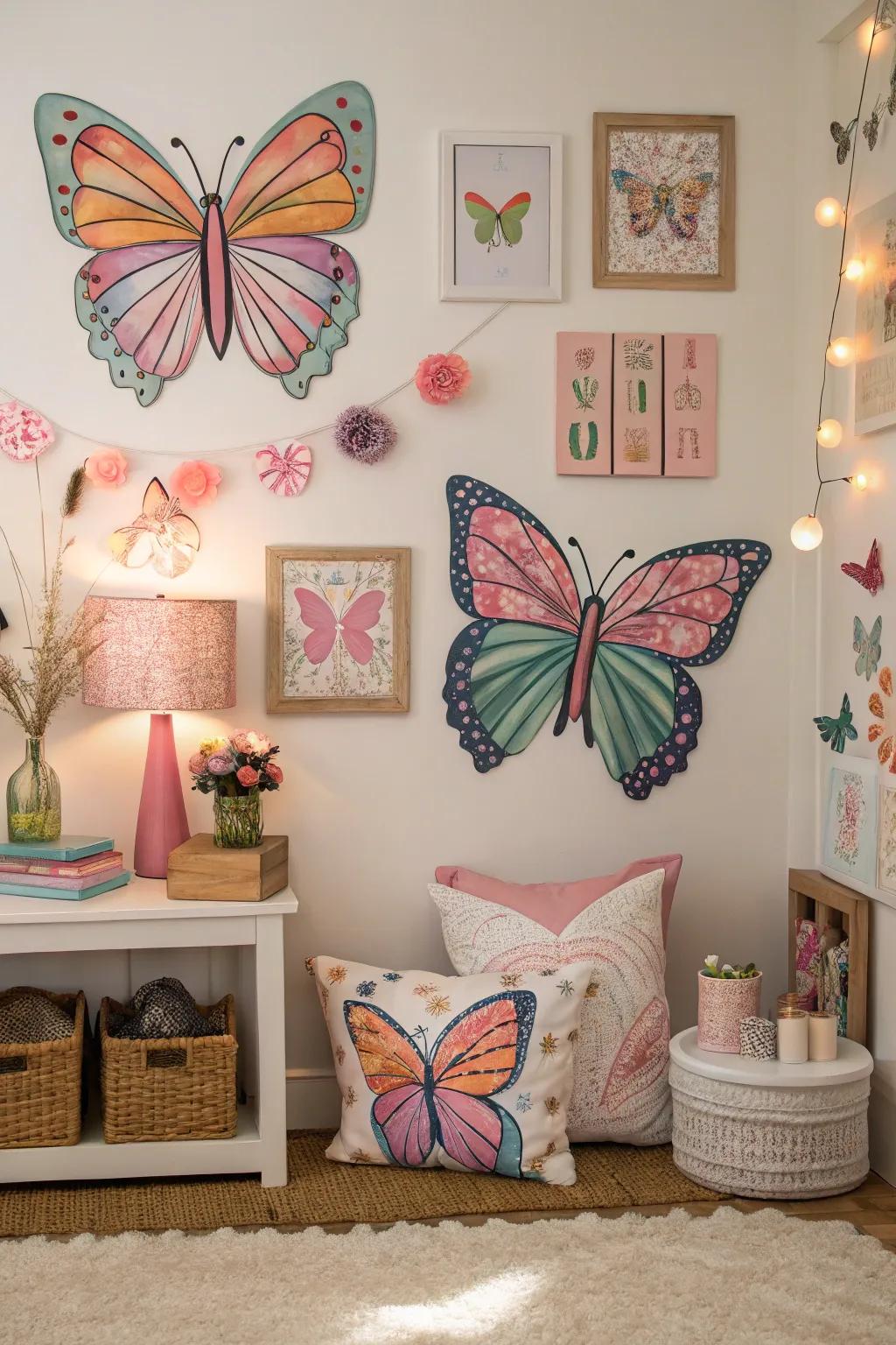A whimsical space brought to life with lepidoptera-inspired decor.
