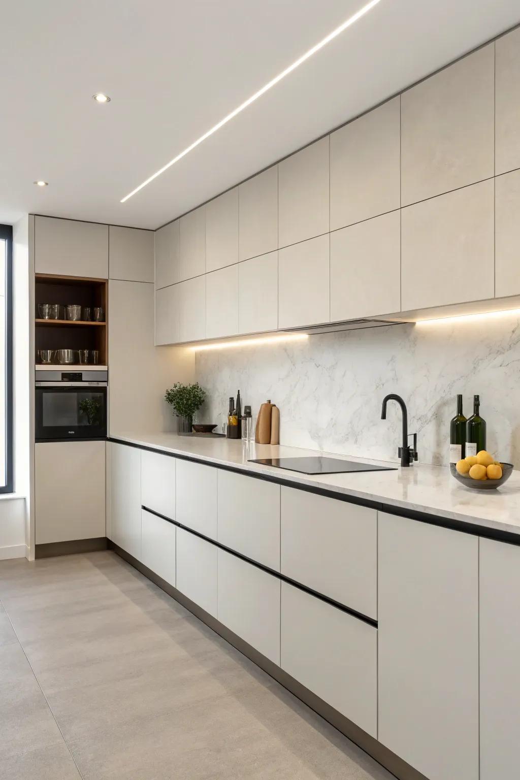 Sleek, simple line end caps give the kitchen a modern, uncluttered feel.