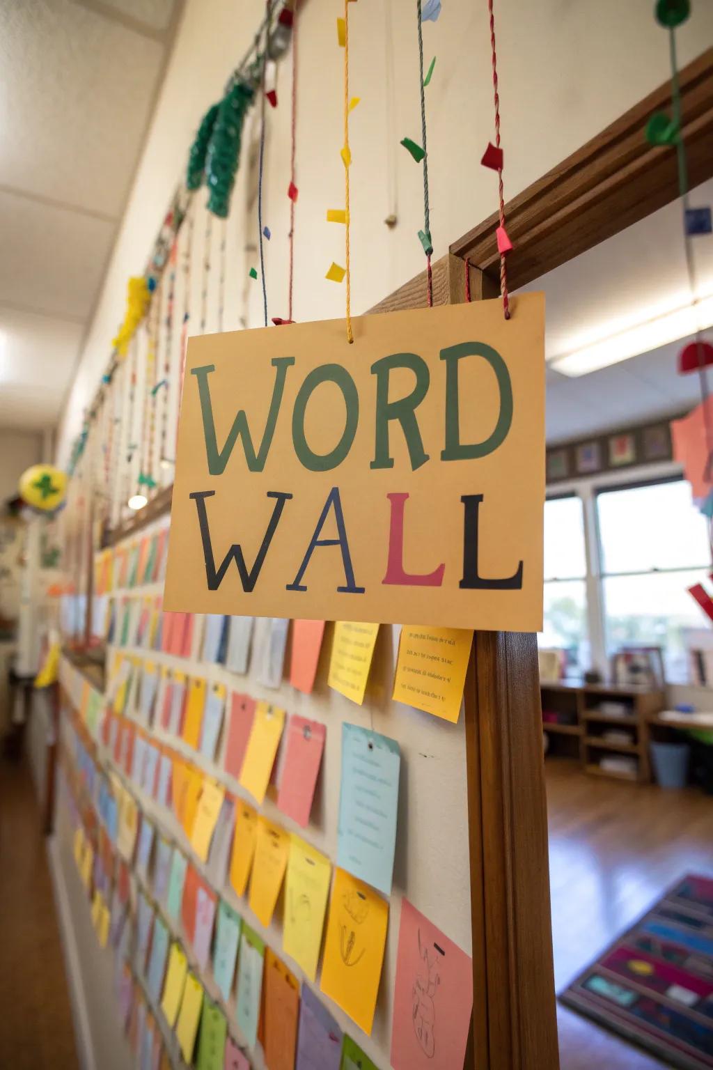 A personal word wall using meaningful vocabulary for the family