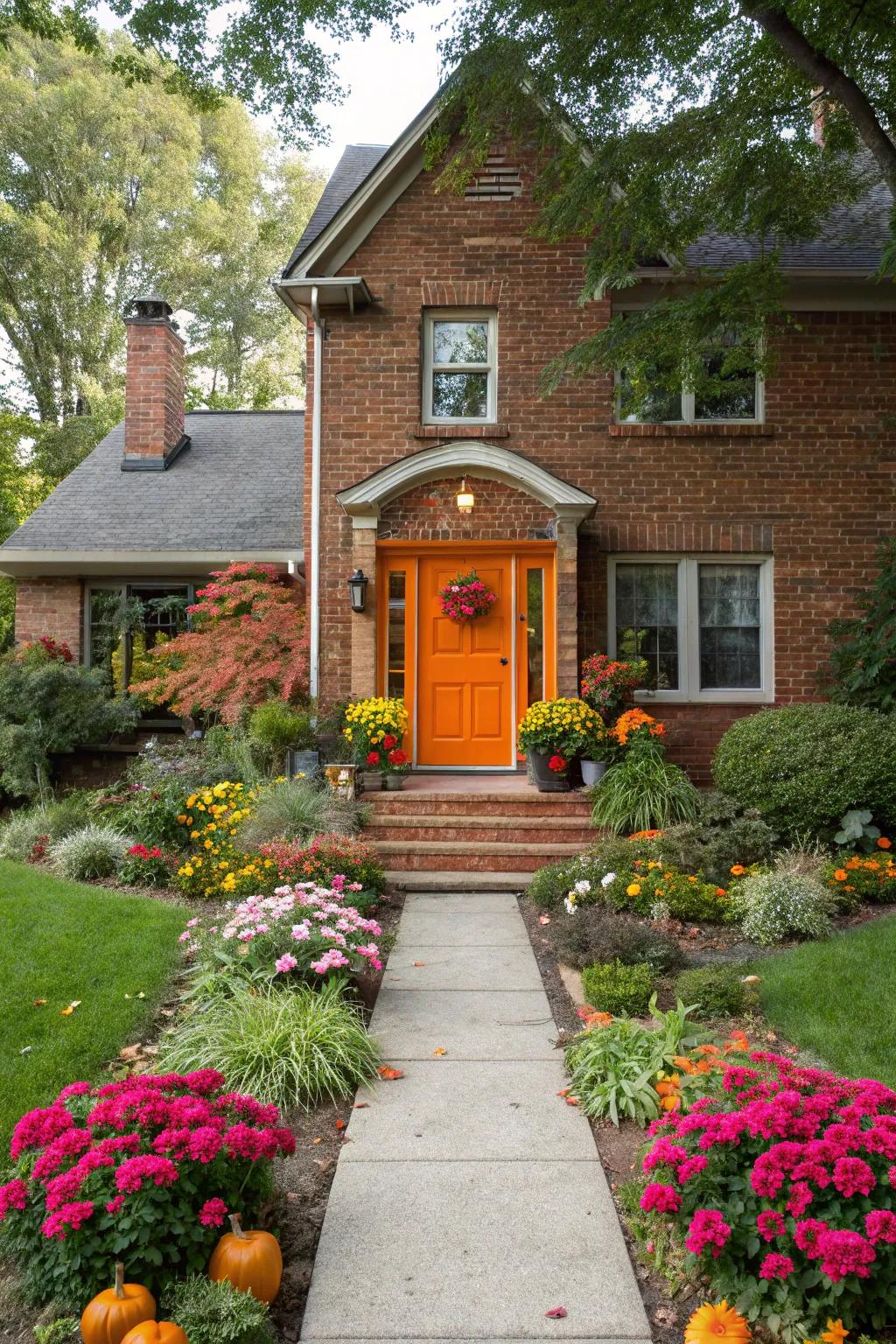 The entrance features a vibrant orange portal.