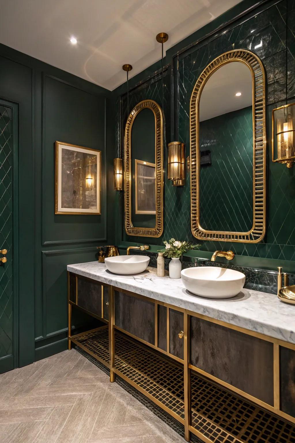 Metallic accents add glamour and balance.