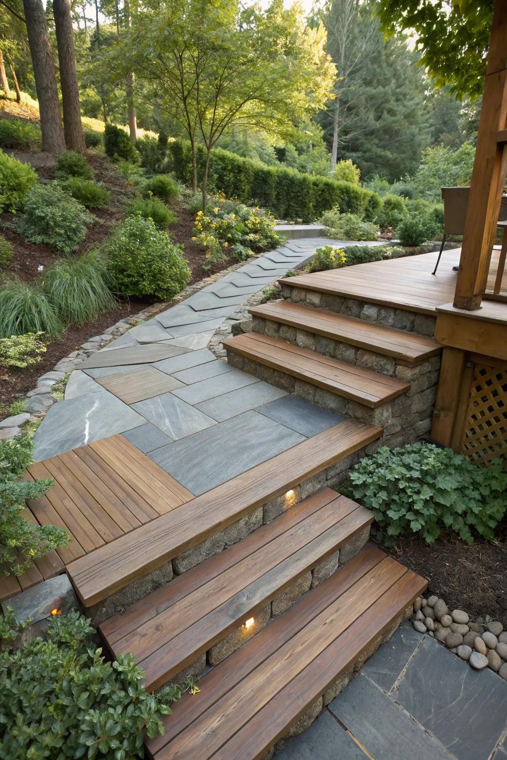 Fused material steps add texture and visual interest