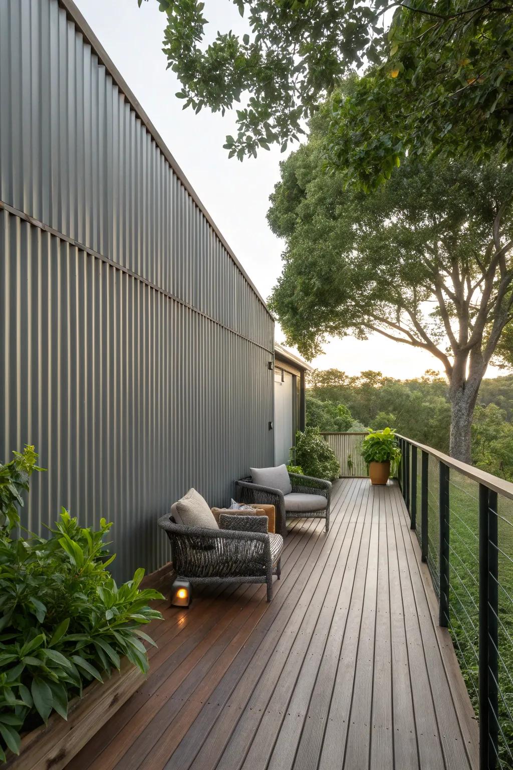 Add industrial flair with a corrugated metal wall.