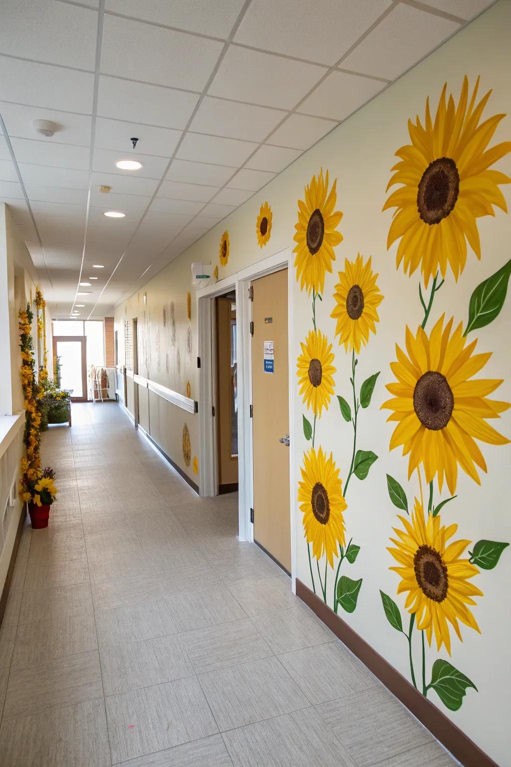 Sunflower wall stickers provide a quick and simple means to refresh your space.