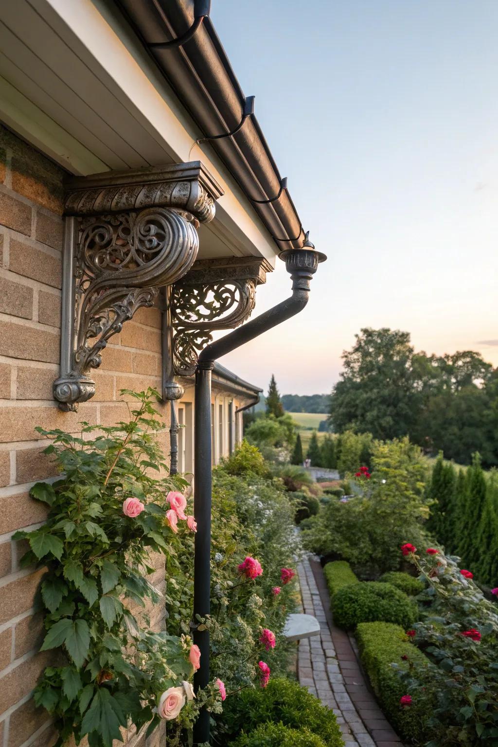 Elegant fasteners add sophistication and personality to downspouts.