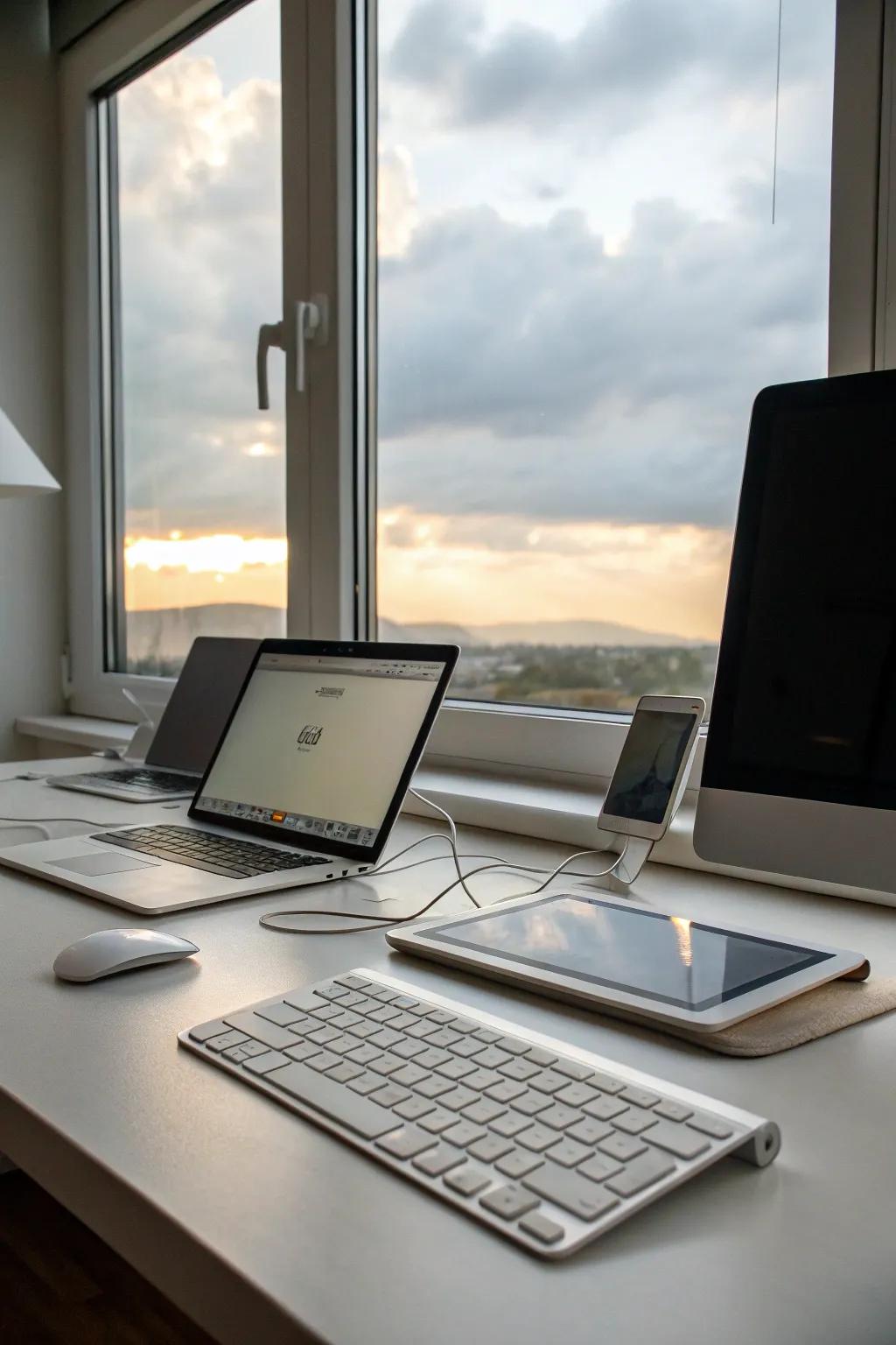 Flawless technology integration keeps the workspace tidy.