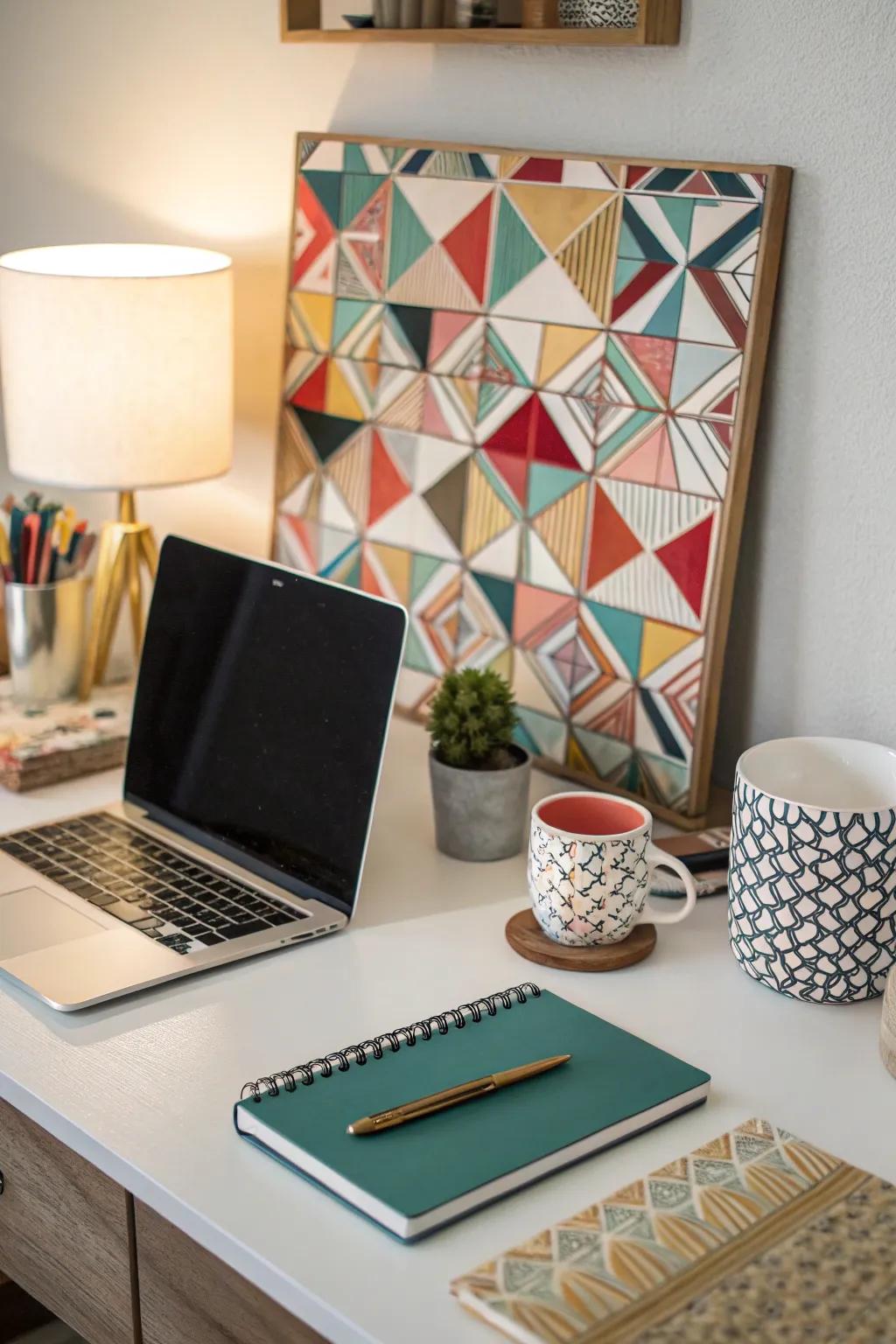Geometric shapes modernize your workspace.