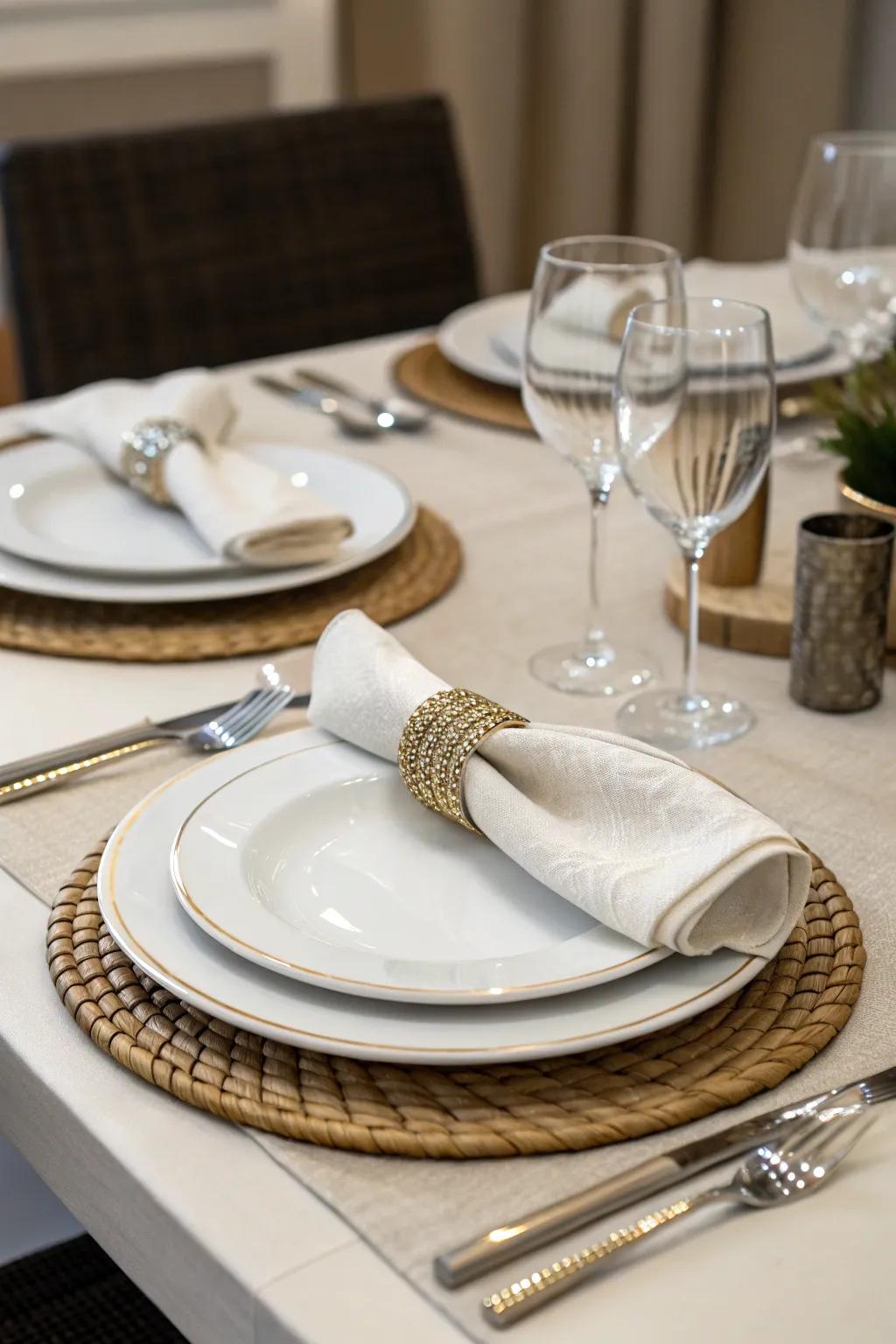 The ideal amount of dazzle is added by understated metallic elements.