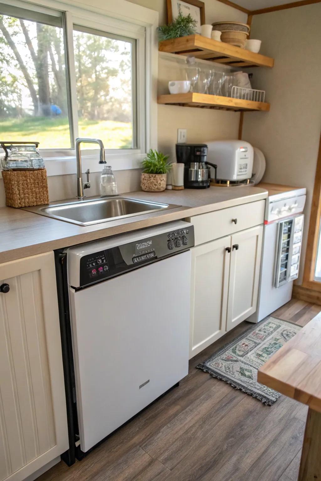 Movable countertop washing gadget for versatile cooking area convenience.