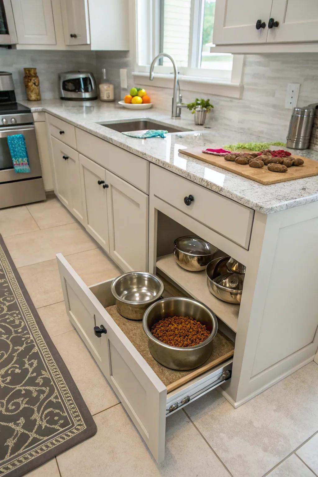 A neat and tasteful solution for pet feeding.