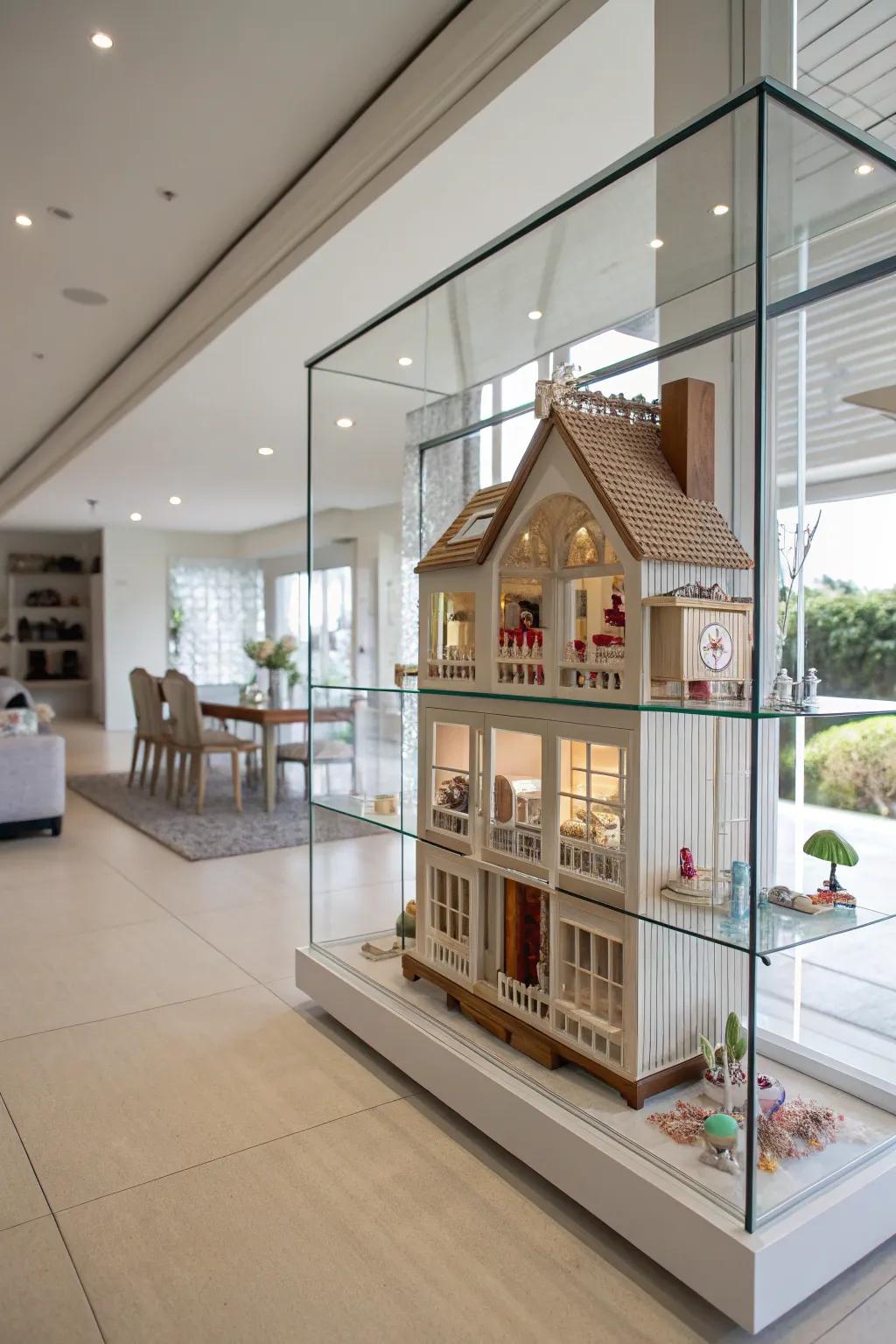 Glass shelves offer protection and a modern display solution.