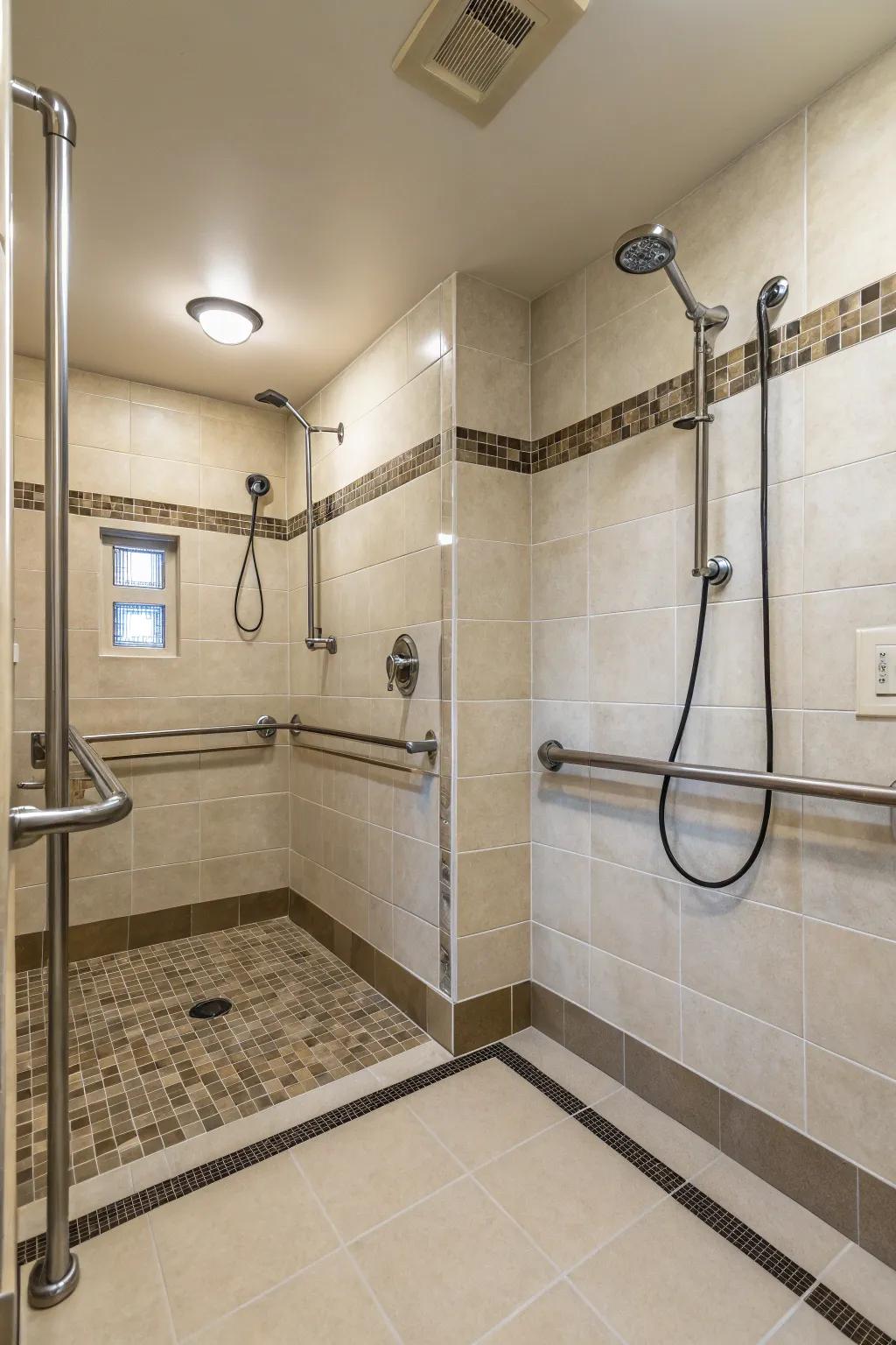 Design a safe and easy-to-use double shower for all users.