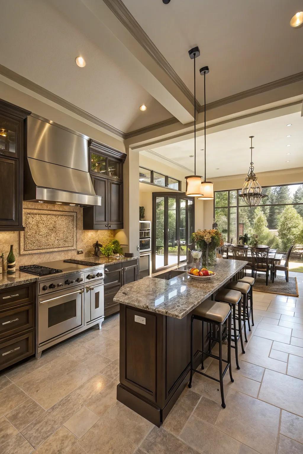 An elegant cooking space equally elegant and functional.