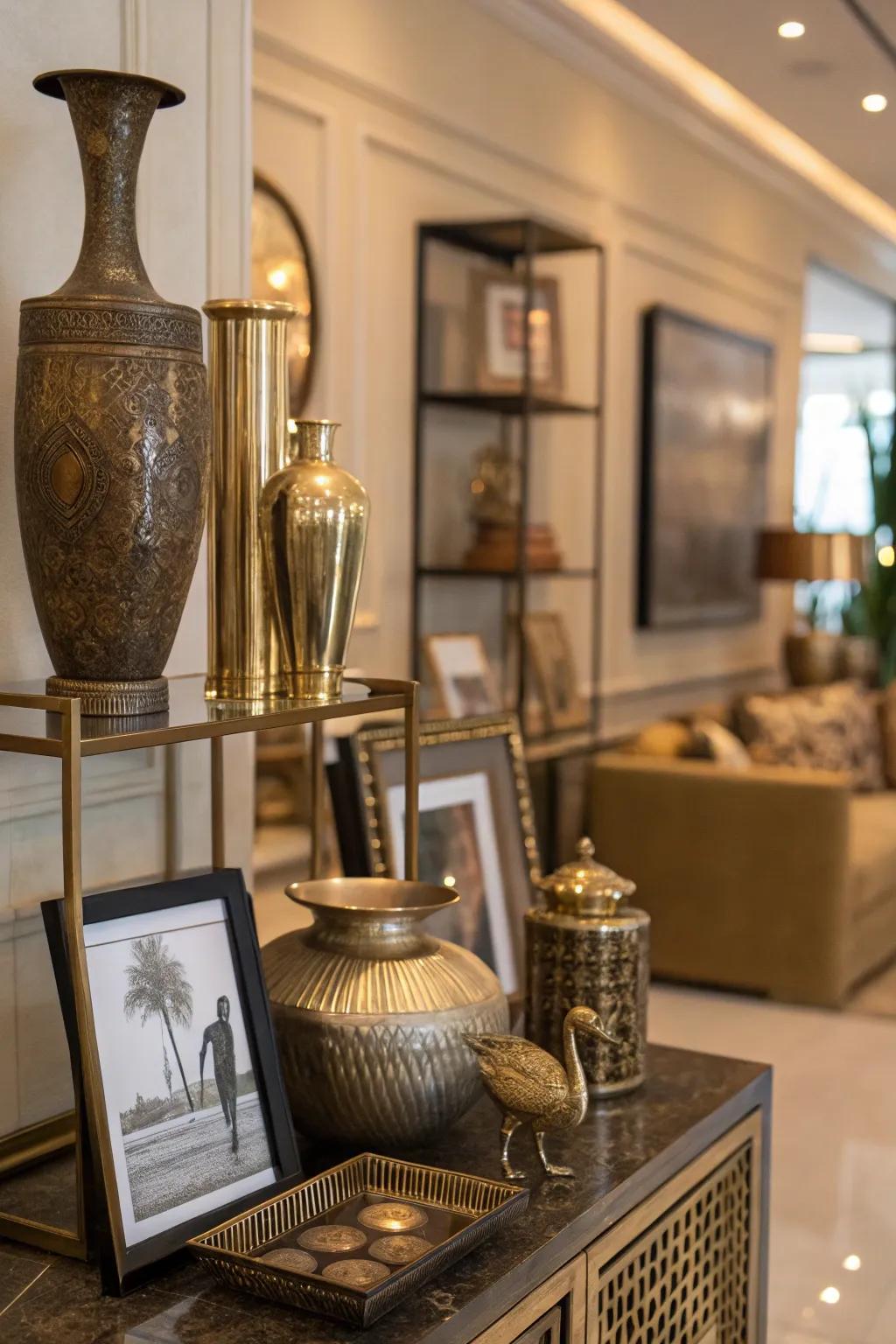 Metallic finishing adds shine and elegance to your decor.