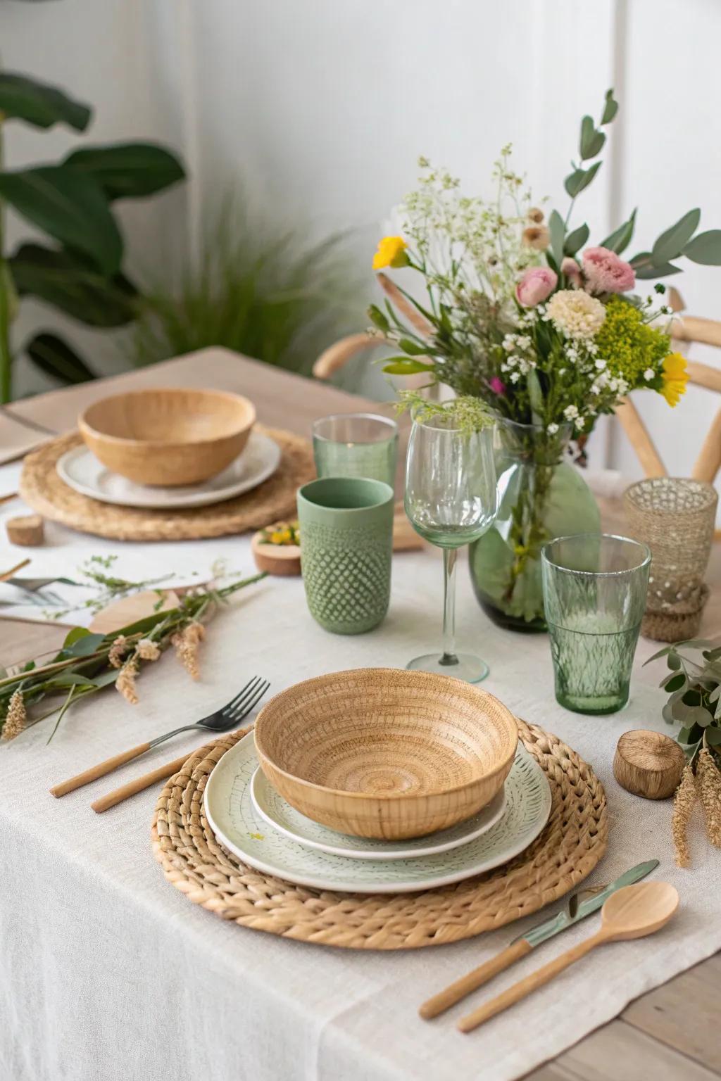 Eco-friendly tableware that blends style with sustainability for the brunch.