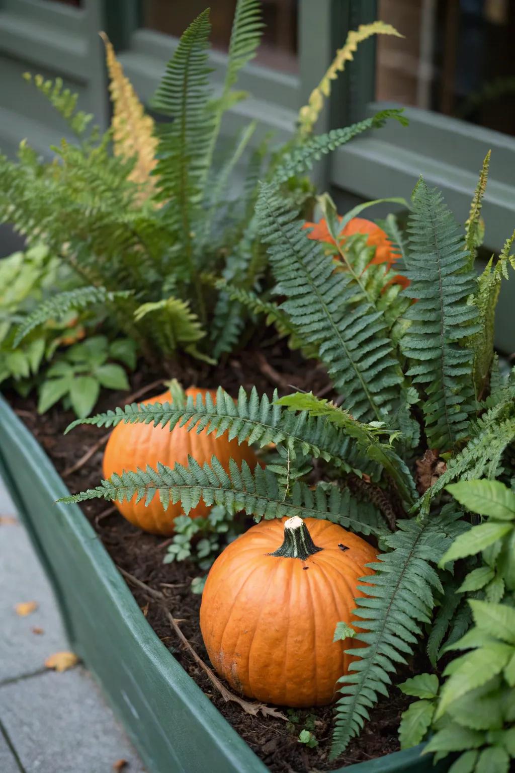 Branches produce some contrast while with gourds.