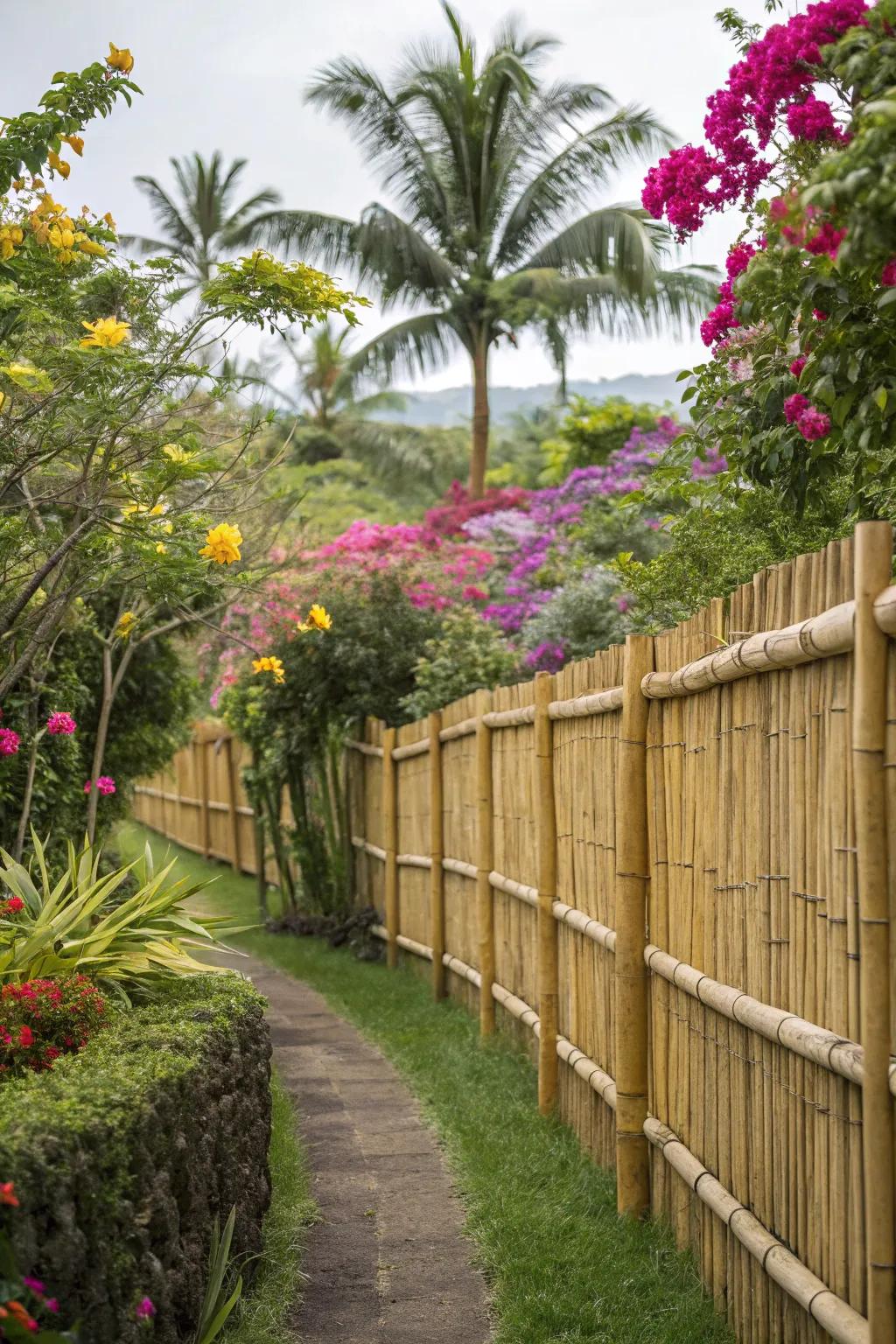 Cane fences offer a sustainable and exotic design option.