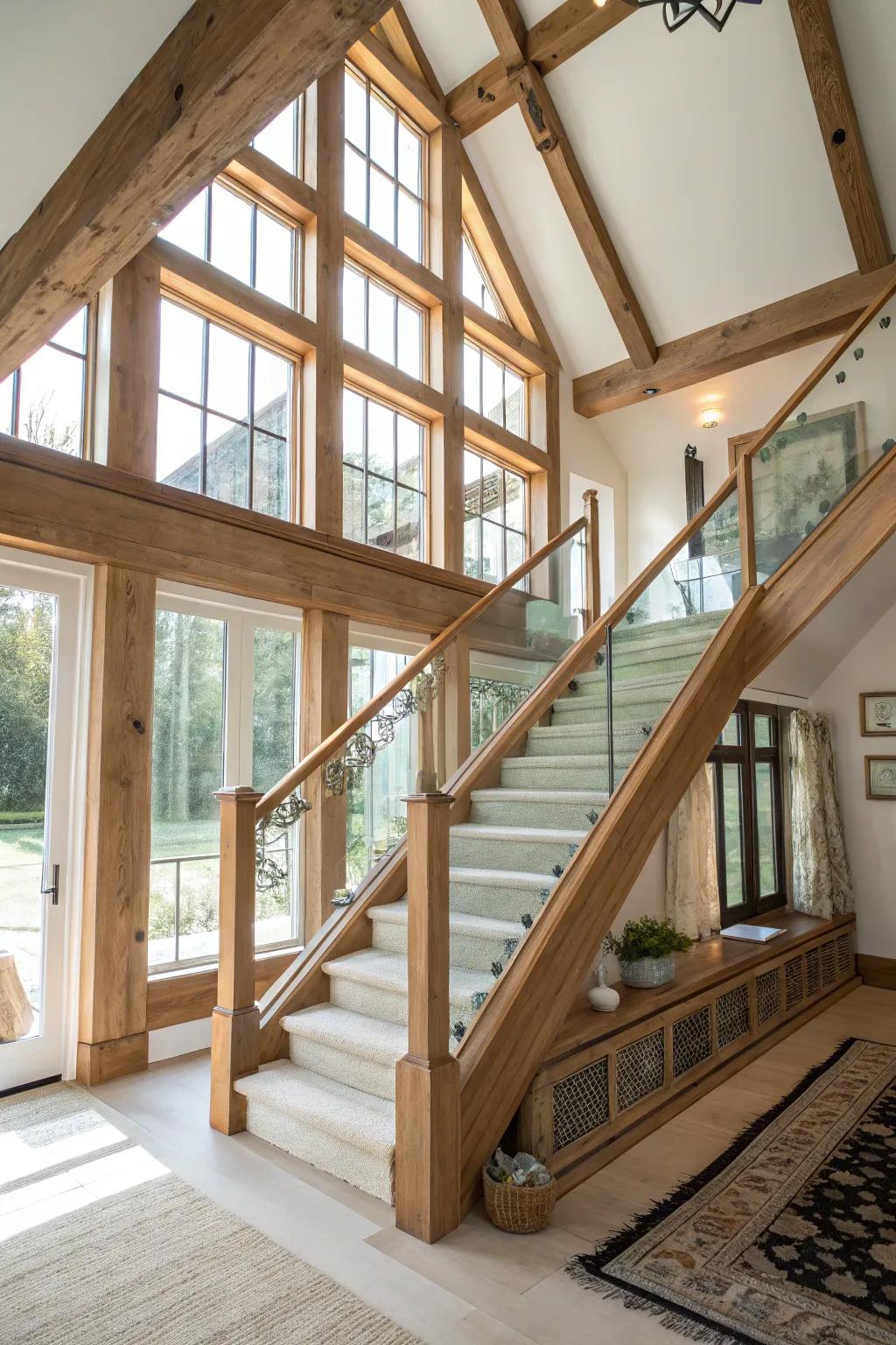 Glass and wood combine transparency with coziness.