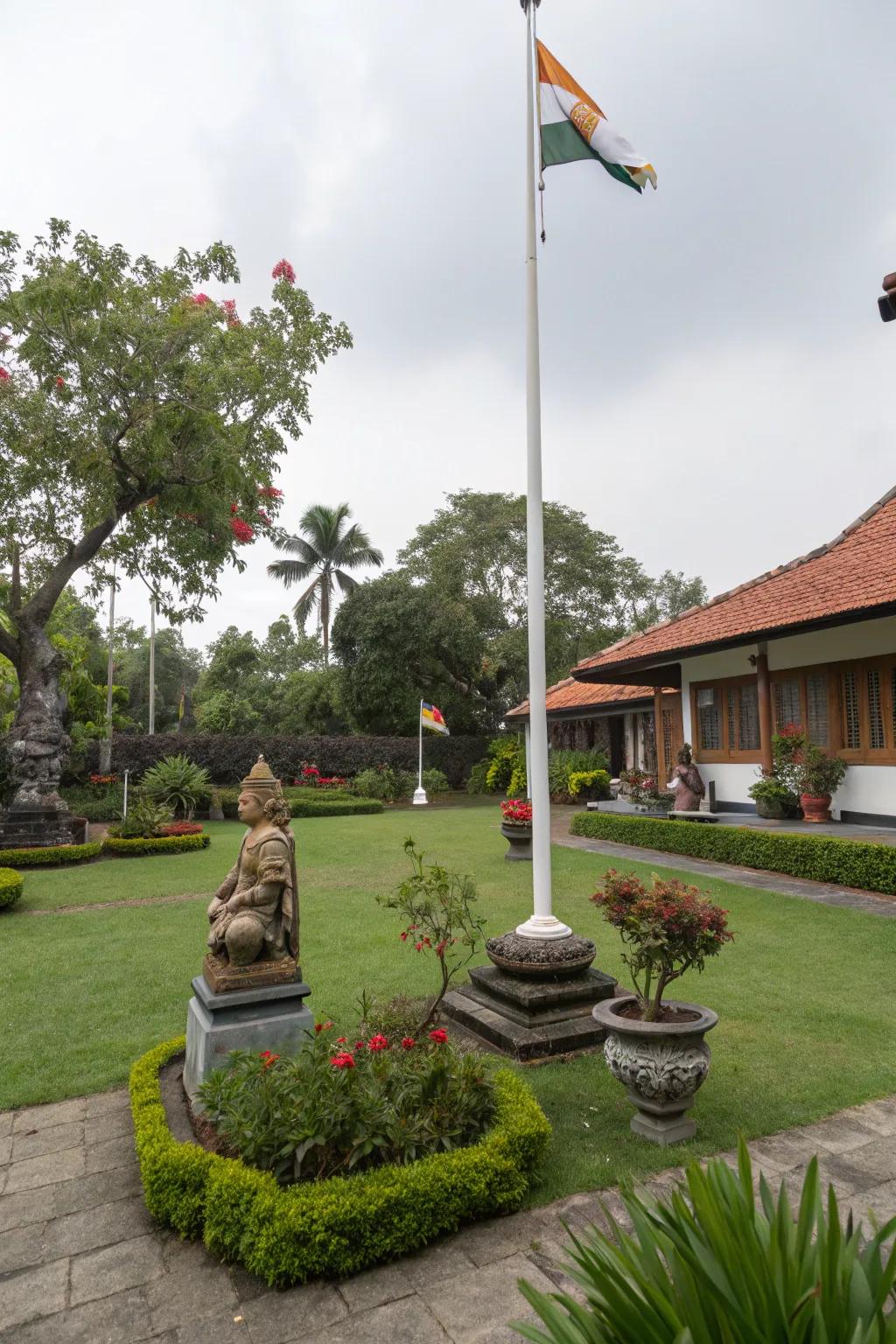 Cultural aspects personalize and enrich flagpole settings.