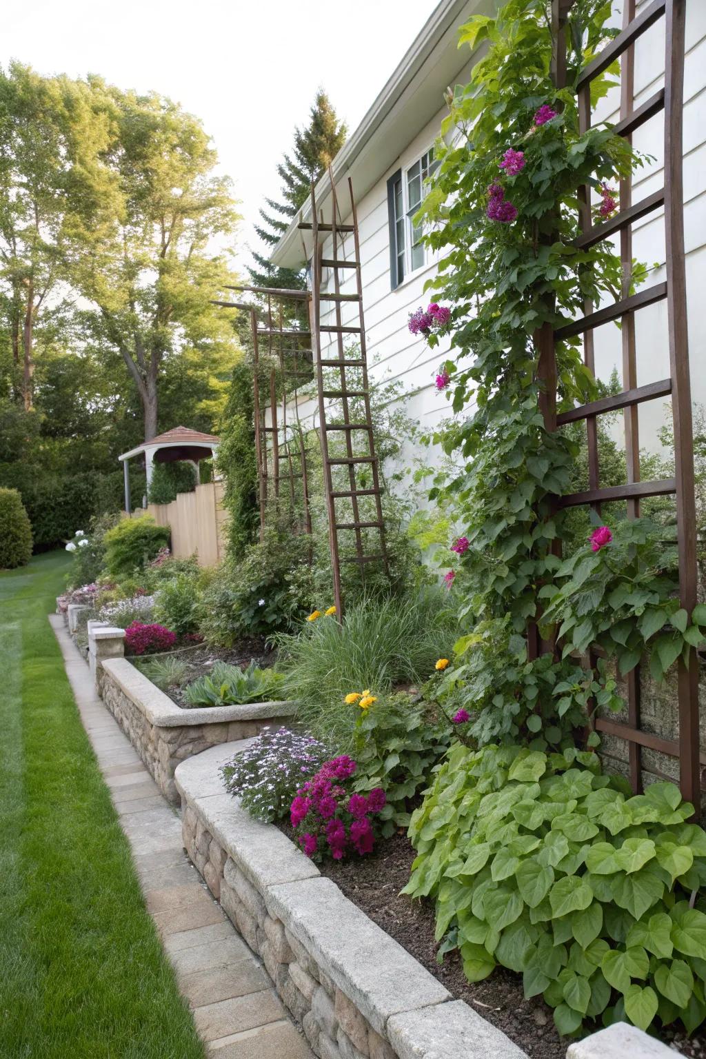 Vertical elements craft a vibrant berm.