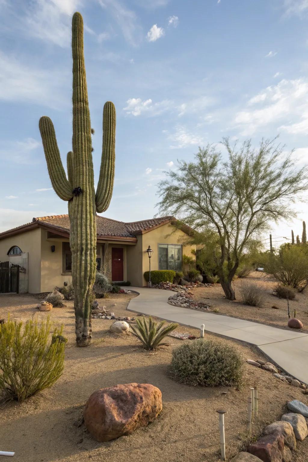 A soaring saguaro serving as a key element.