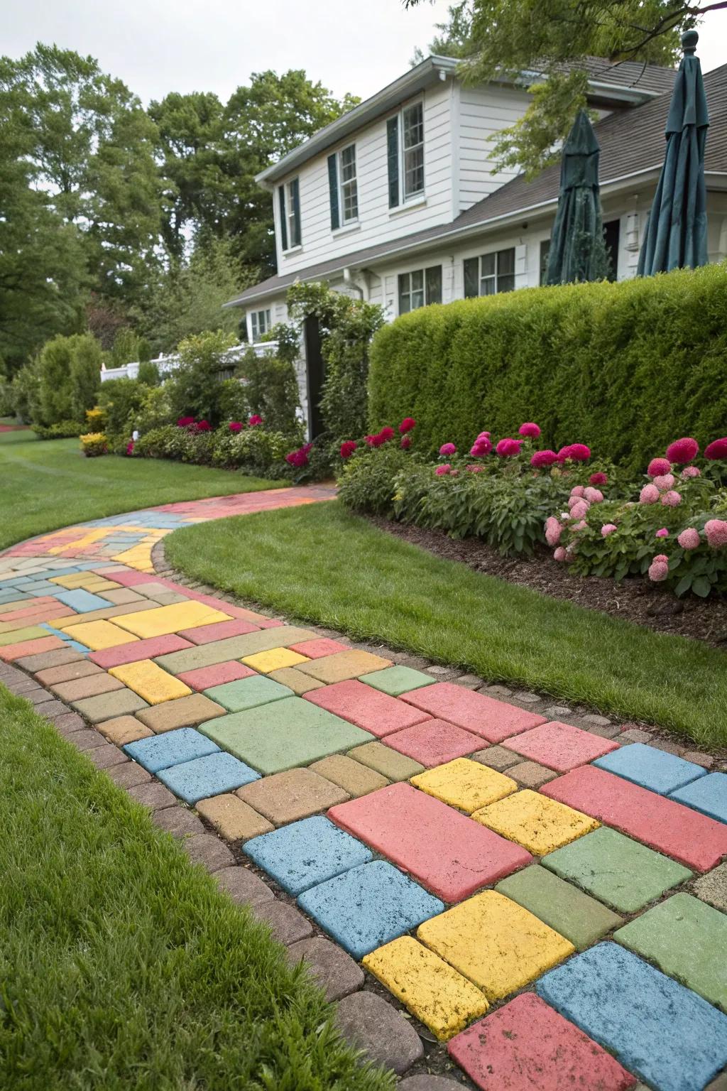 Bold paver colors can transform your front yard.