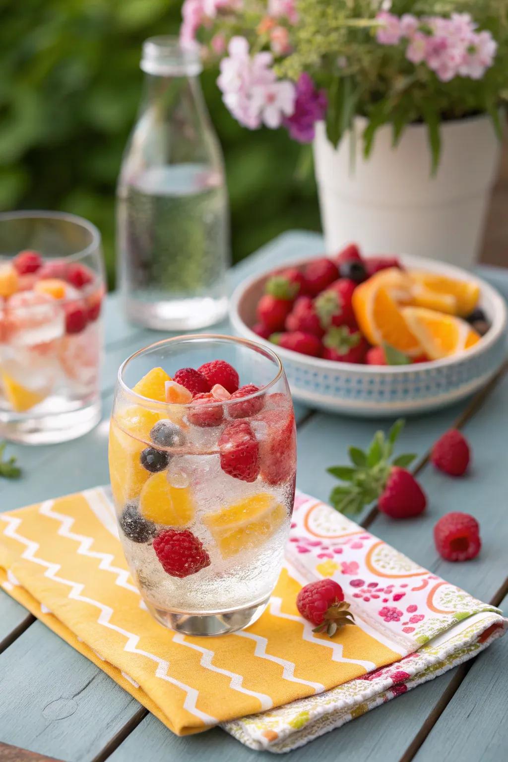 Colorful fruit chunks adding a splash of vibrancy to your beverages.