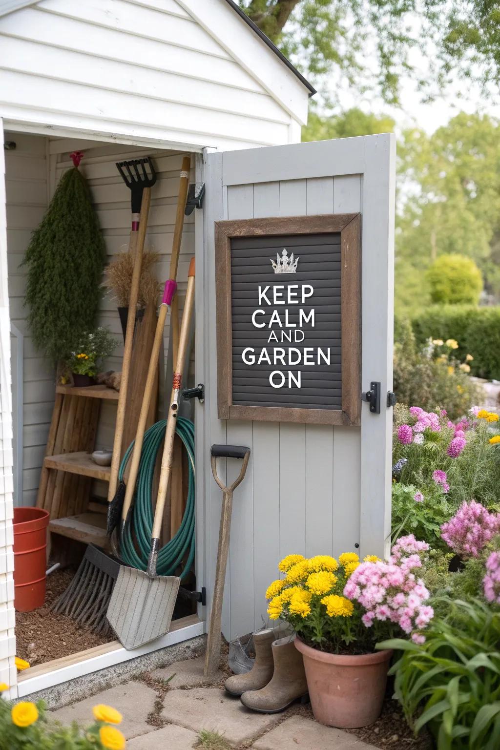 Motivate your gardening efforts with a soothing message.
