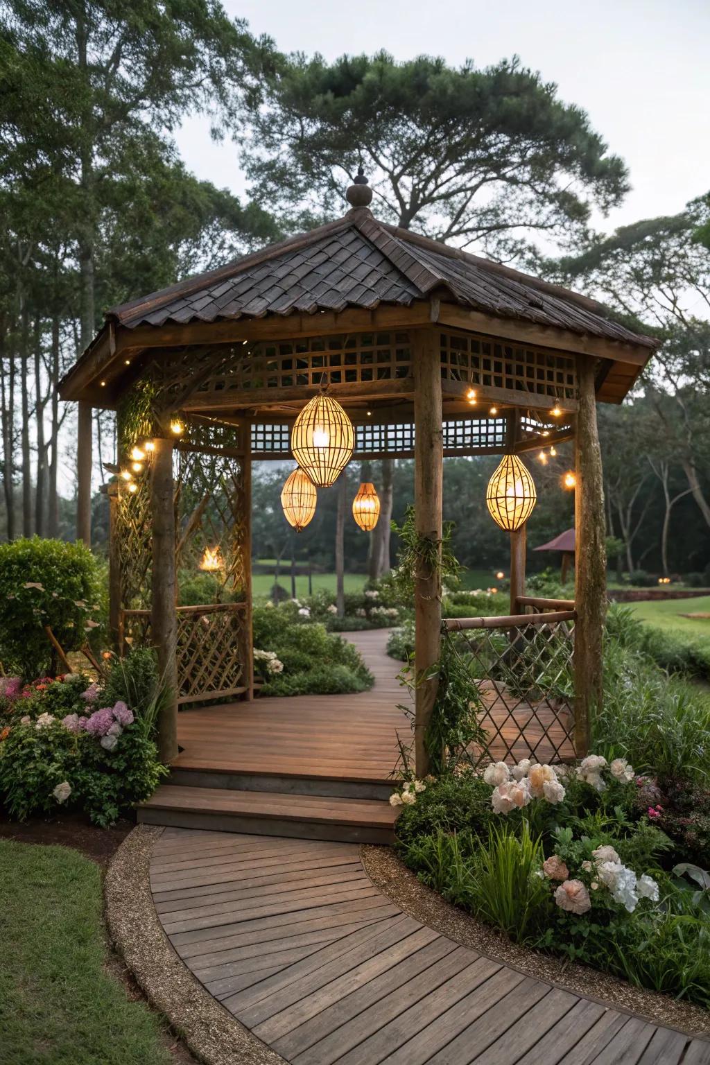 Bamboo illumination adding a natural and tropical sensation.