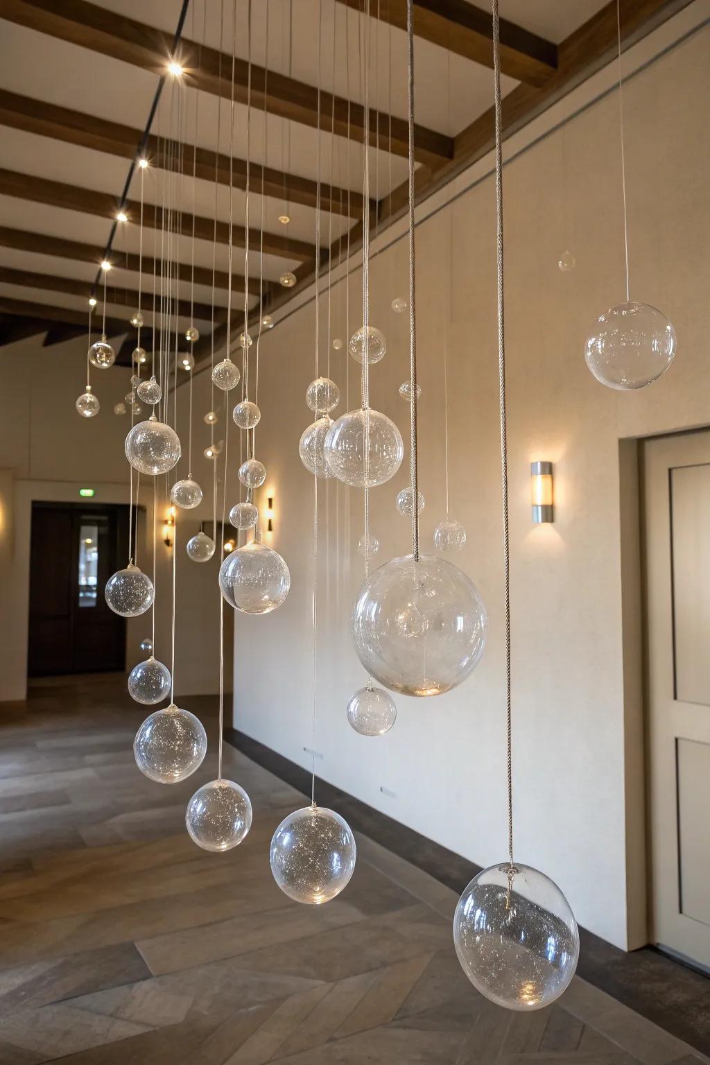 Amuse with floating glass decorations.