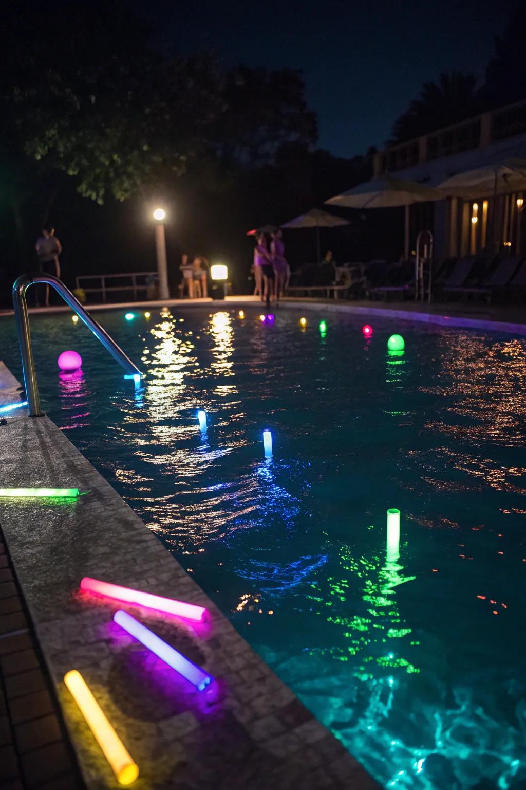 Enjoy a dip into a glow-in-the-dark pool party.