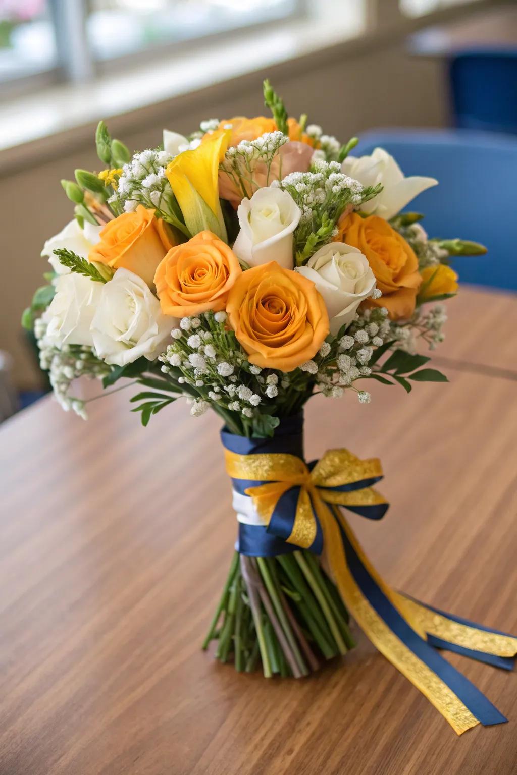 A personalized themed color arrangement to honor school spirit.