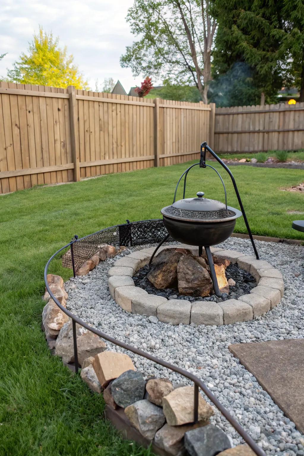 A cooking station transforms your fire pit into a culinary hotspot.