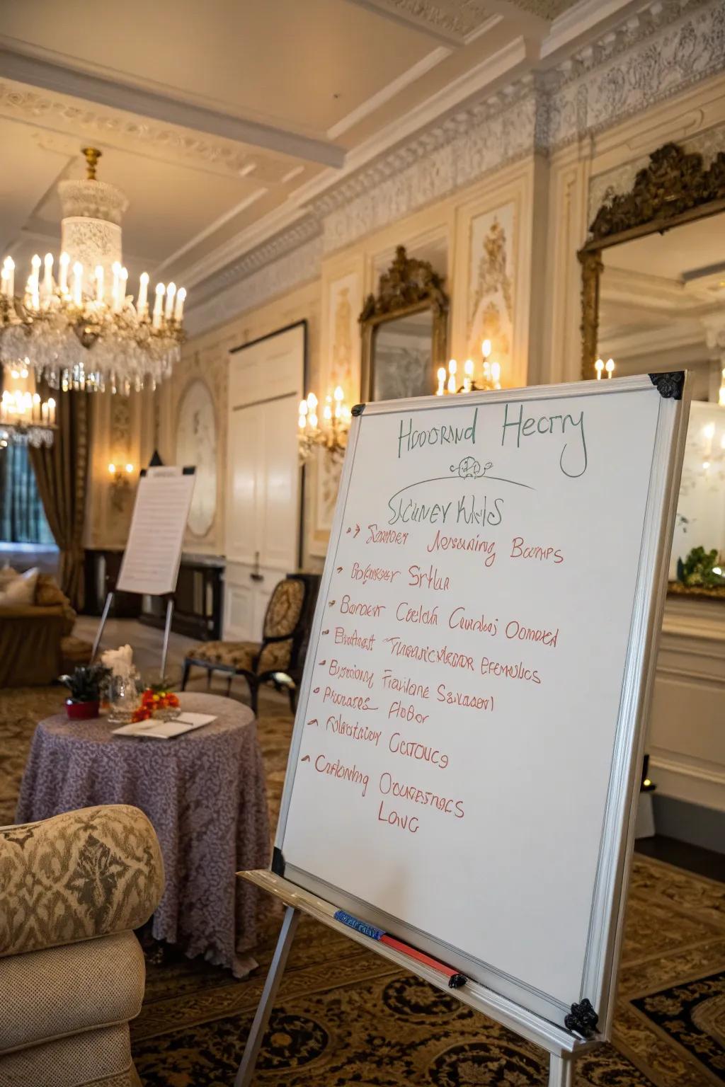 Haunted chronicle excerpts and amusing facts showcased on a Halloween whiteboard.