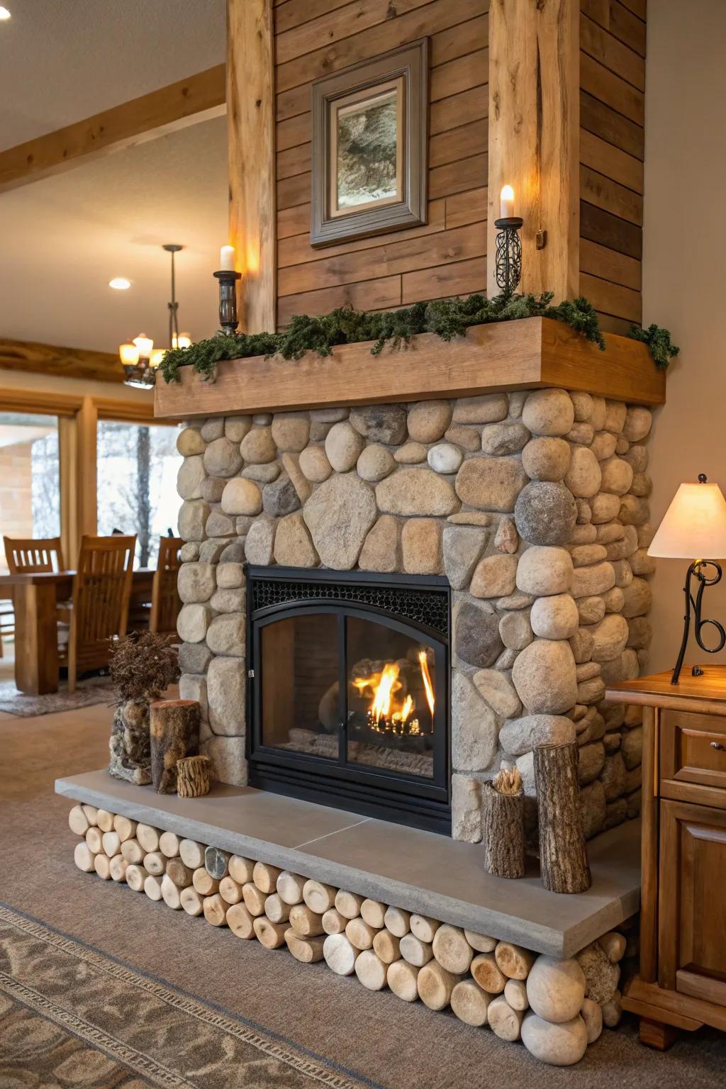 Organic feel add an earthy and calming vibe to your fireplace.